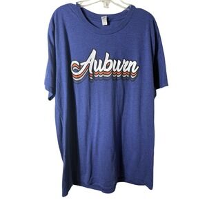 Bella + Canvas Auburn T-Shirt Mens Large Blue Retro Graphic NCAA Tigers Tee